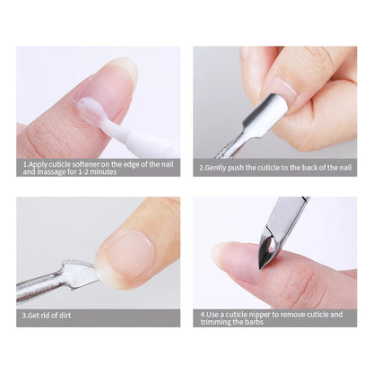 Double Ended Stainless Steel Cuticle Remover Tools Set for Manicure Pedicure Nail Cleaning Tools