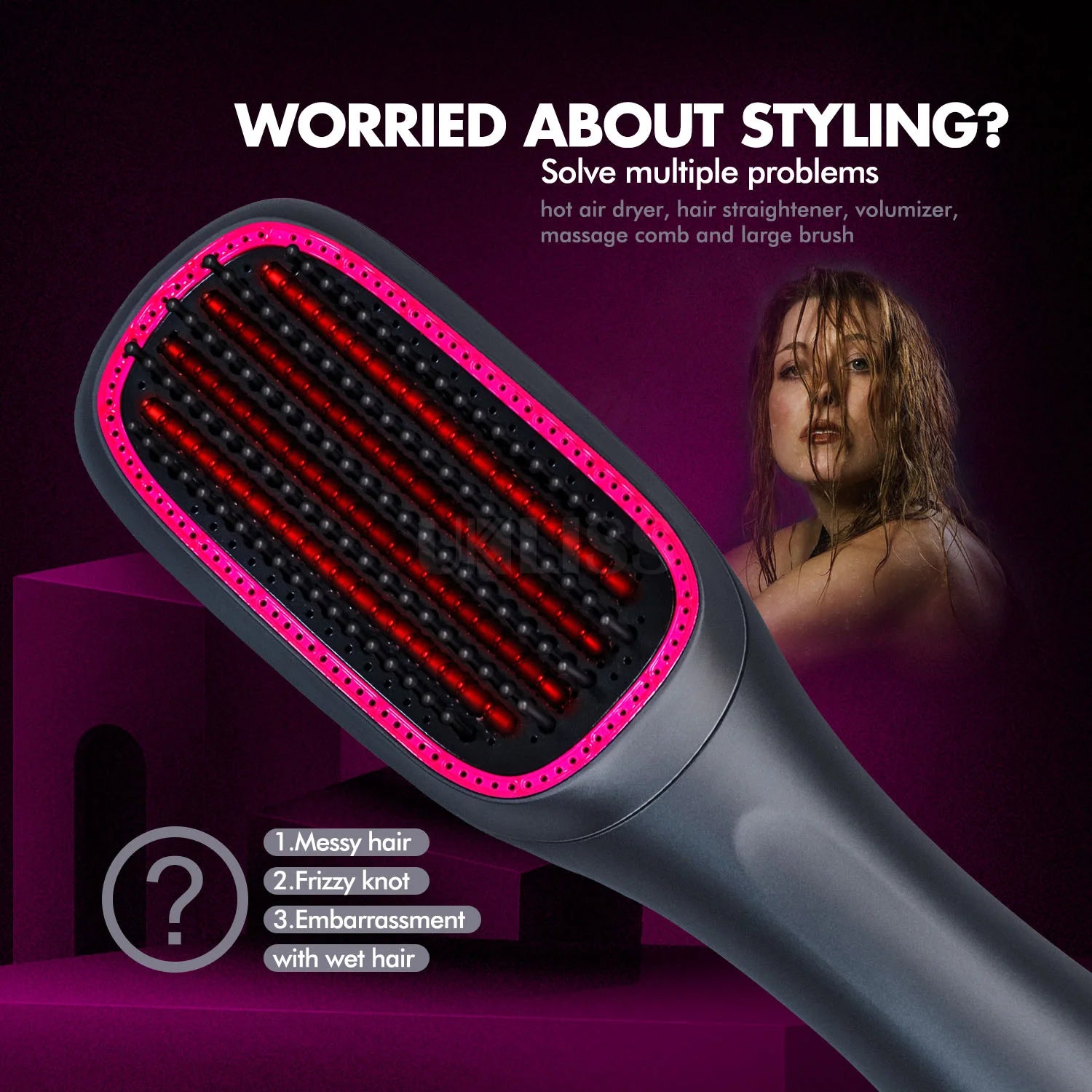 Multifunctional Electric Hair Straightener and Styling Comb - Vivian