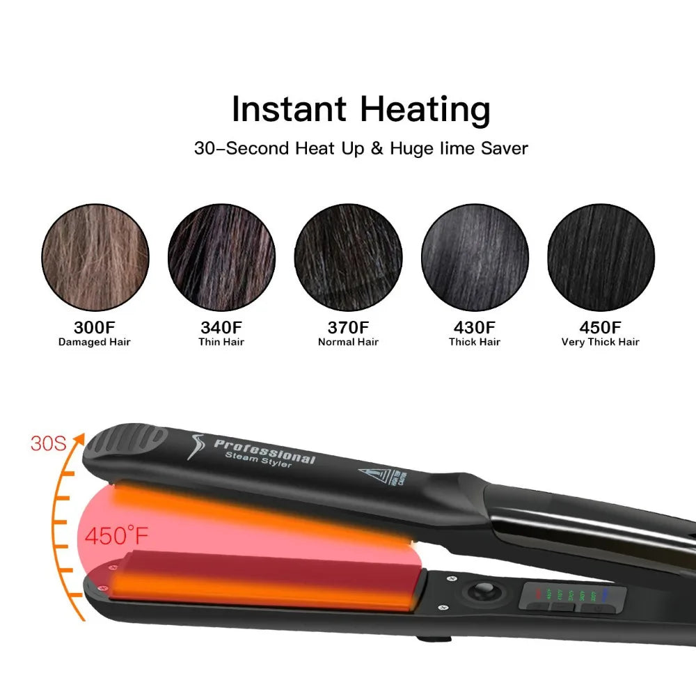 Ceramic Steam Hair Straightener 450°F Fast Heating - Vivian