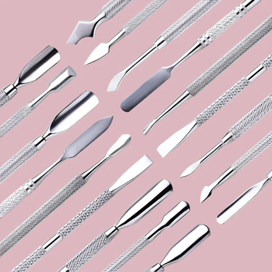 Double Ended Stainless Steel Cuticle Remover Tools Set for Manicure Pedicure Nail Cleaning Tools