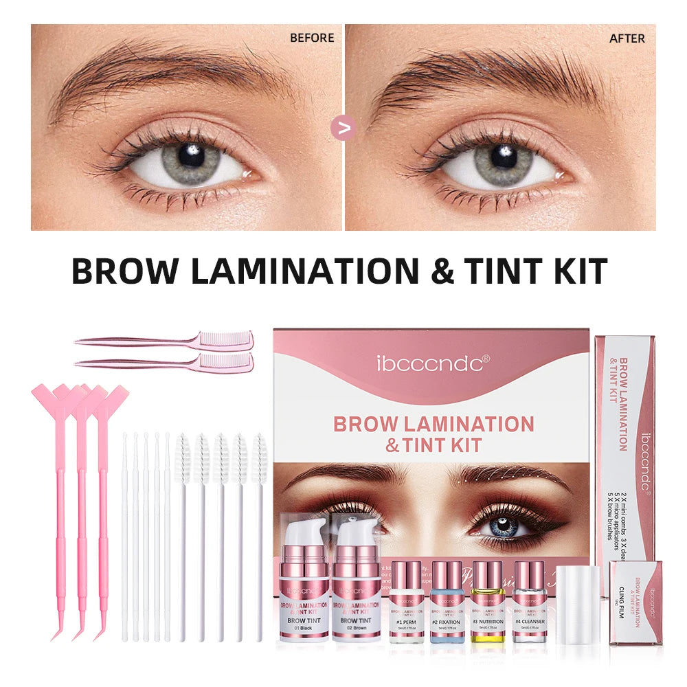 Semi-permanent eyebrow or eyelash lifting and tinting kit