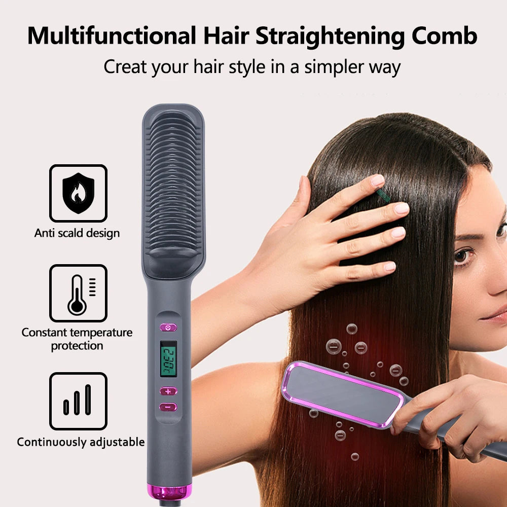 Multifunctional Electric Hot Comb Hair Straightener - Vivian