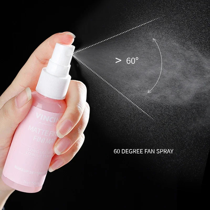 Portable matte setting spray