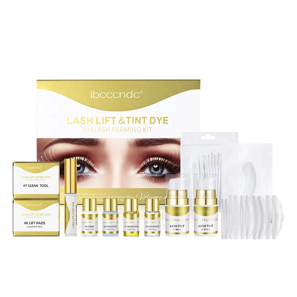 Semi-permanent eyebrow or eyelash lifting and tinting kit