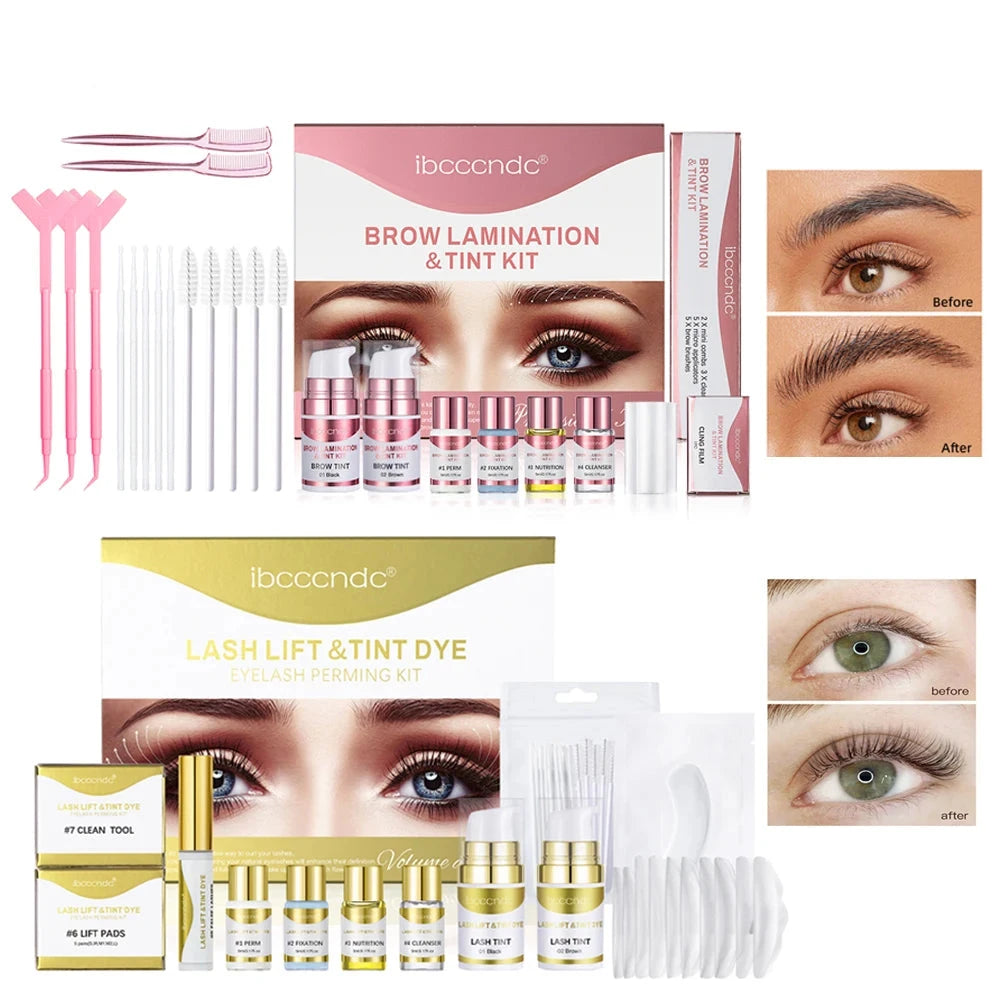 Semi-permanent eyebrow or eyelash lifting and tinting kit