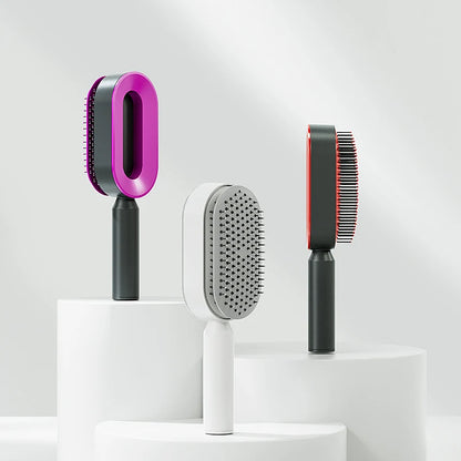 Self cleaning hair brush