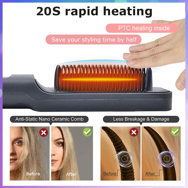 Multifunctional Electric Hot Comb Hair Straightener - Vivian