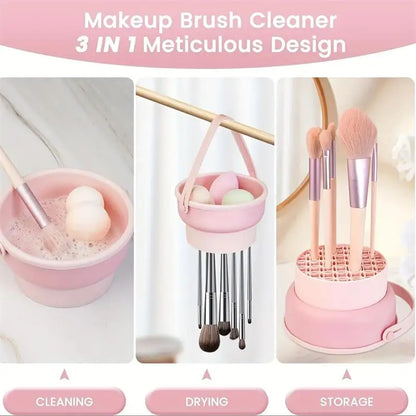 Silicone Makeup Brush Cleaning Mat with Drying Holder - Vivian