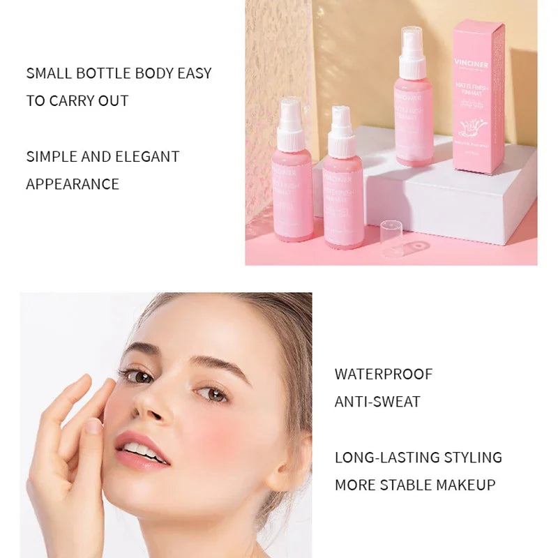 Portable matte setting spray