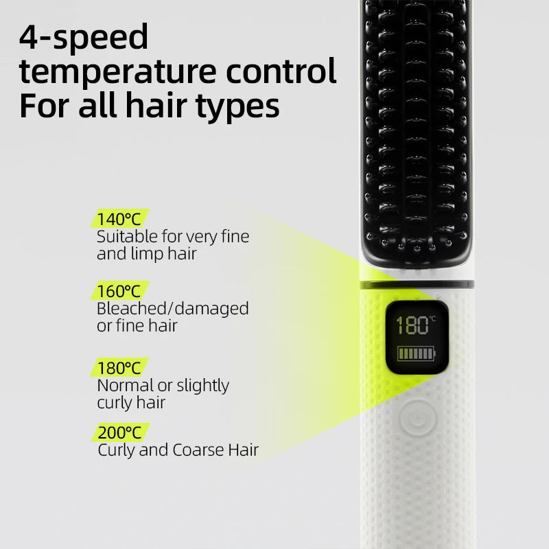 Multifunctional Electric Hot Comb Cordless Hair Straightener - Vivian