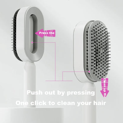 Self cleaning hair brush