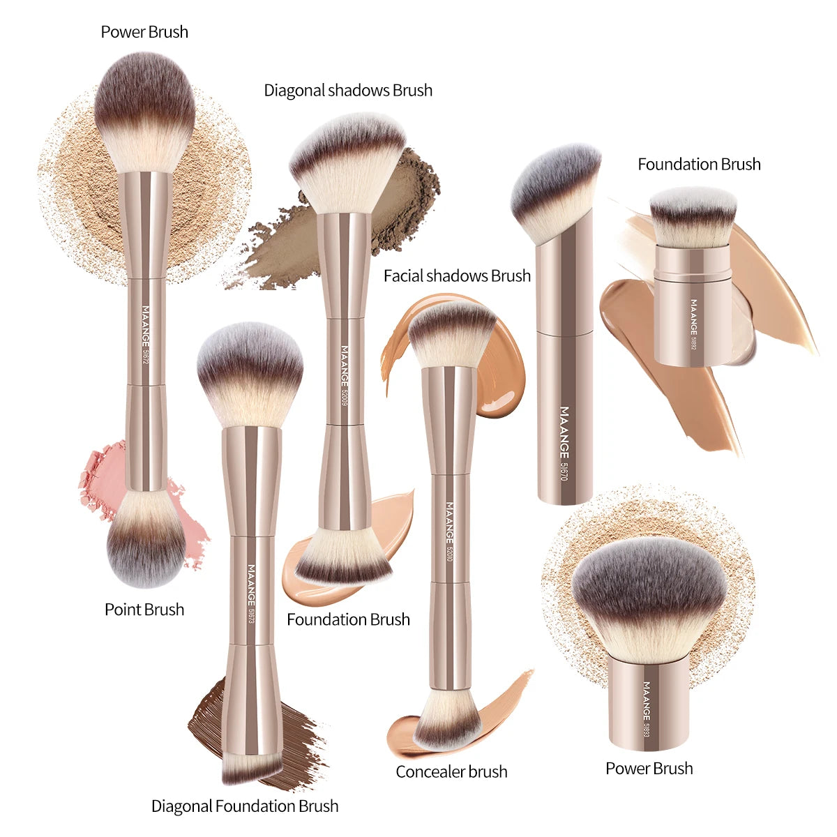 Makeup Brush Set, 7 Pieces - Vivian