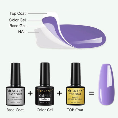 Acid Free Acrylic Nail Polish Set with Base Coat and Top Coat