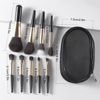 Makeup Brush Set, 9 Pieces with Storage Bag - Vivian