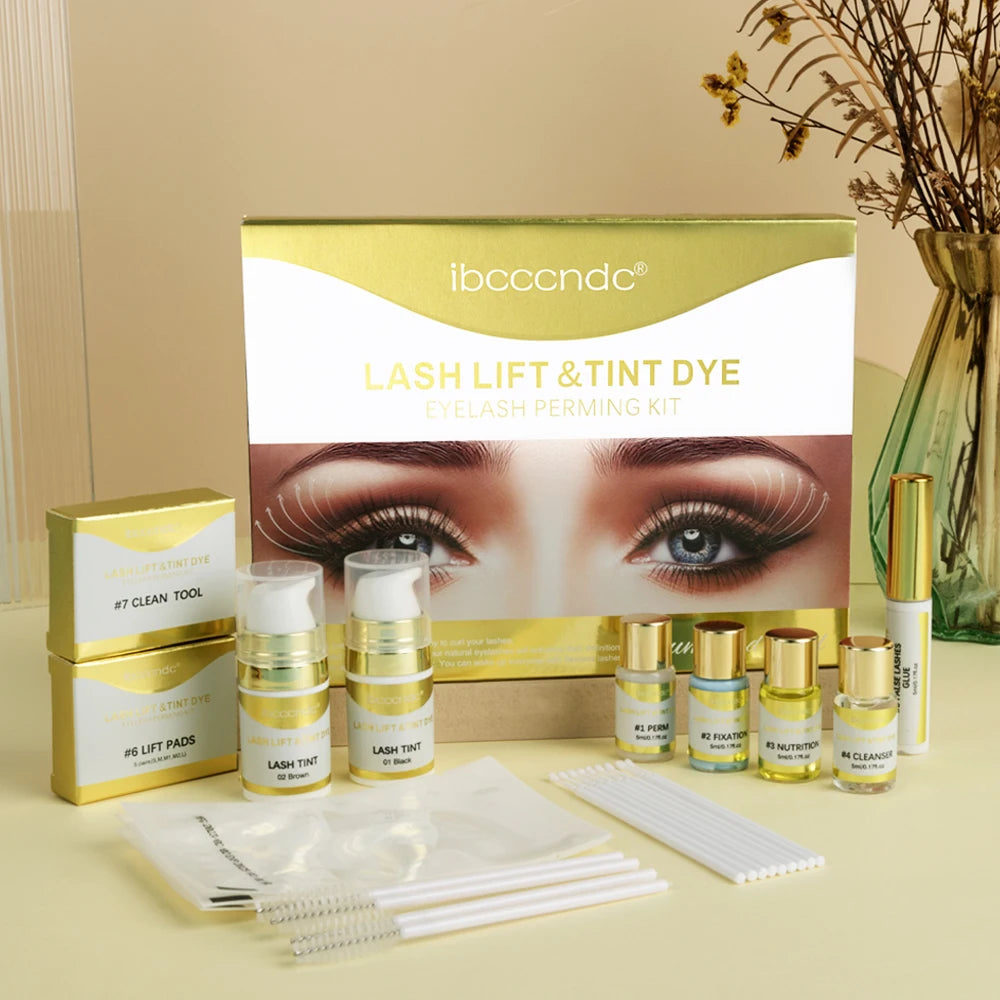 Semi-permanent eyebrow or eyelash lifting and tinting kit