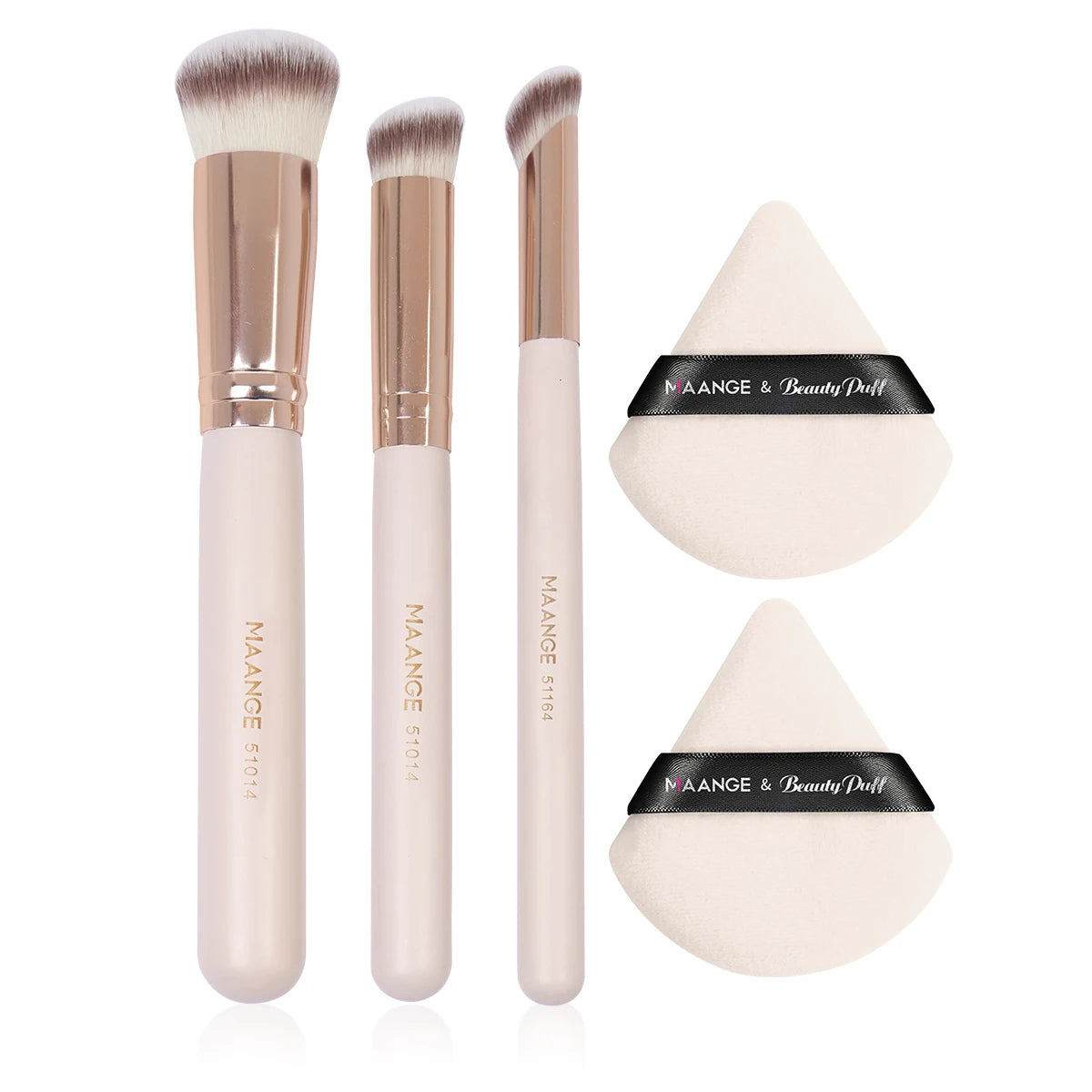 Makeup Brush Set +  Triangle Powder Sponge - Vivian