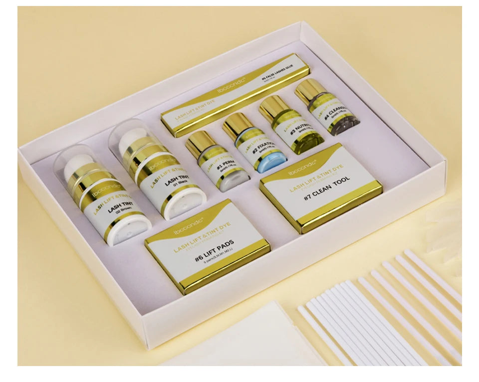 Semi-permanent eyebrow or eyelash lifting and tinting kit