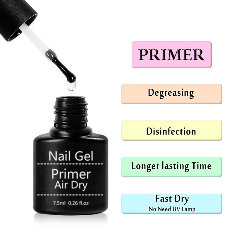 Acid Free Acrylic Nail Polish Set with Base Coat and Top Coat