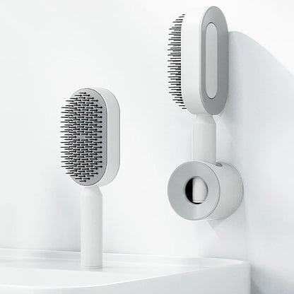 Self cleaning hair brush