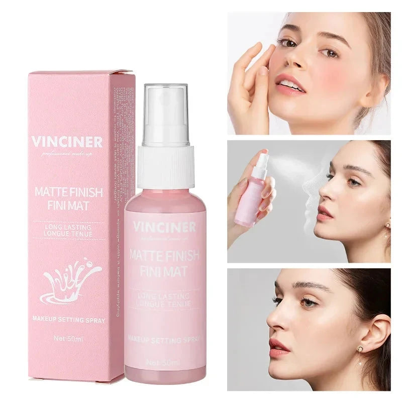 Portable matte setting spray