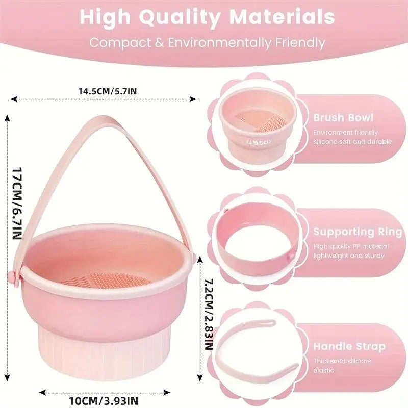 Silicone Makeup Brush Cleaning Mat with Drying Holder - Vivian