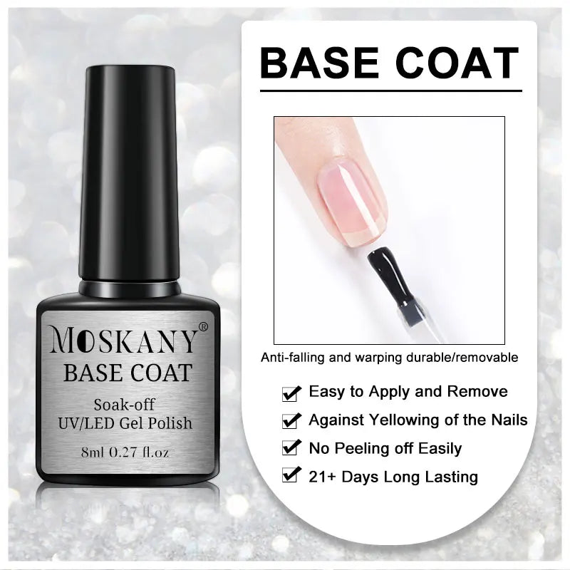 Acid Free Acrylic Nail Polish Set with Base Coat and Top Coat