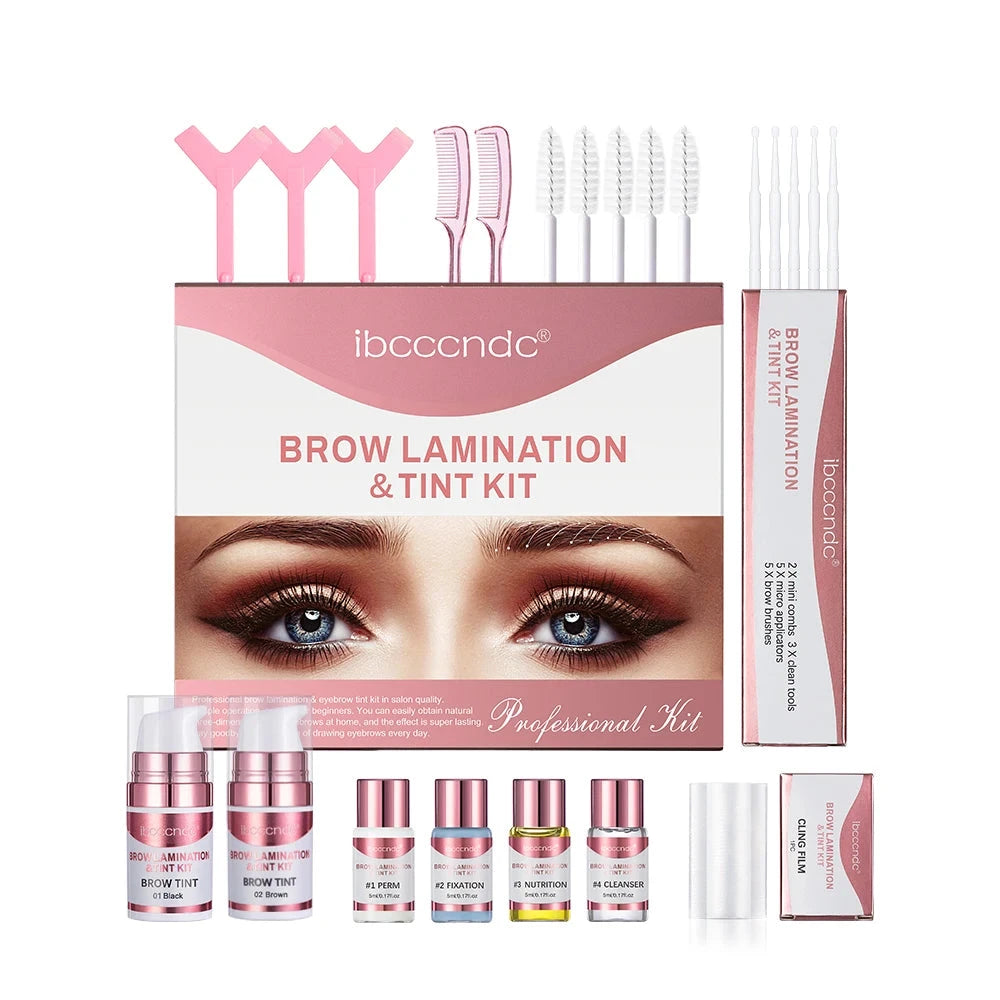 Semi-permanent eyebrow or eyelash lifting and tinting kit